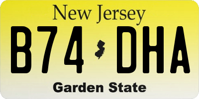 NJ license plate B74DHA