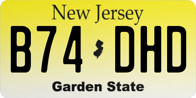 NJ license plate B74DHD