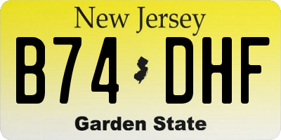 NJ license plate B74DHF
