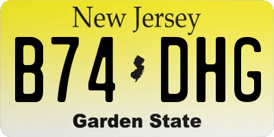 NJ license plate B74DHG