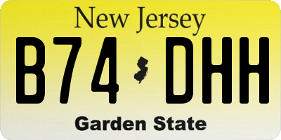 NJ license plate B74DHH