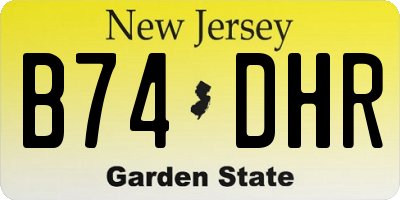 NJ license plate B74DHR