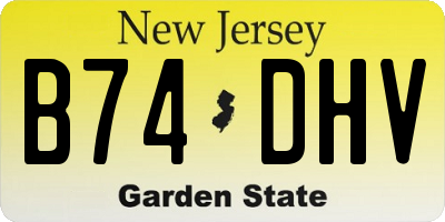 NJ license plate B74DHV