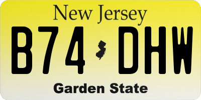 NJ license plate B74DHW