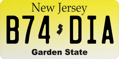 NJ license plate B74DIA