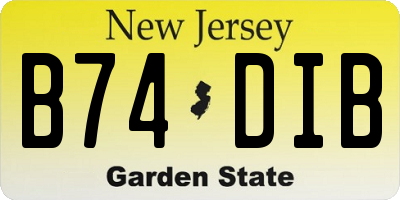 NJ license plate B74DIB