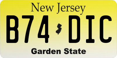 NJ license plate B74DIC
