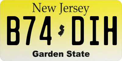 NJ license plate B74DIH