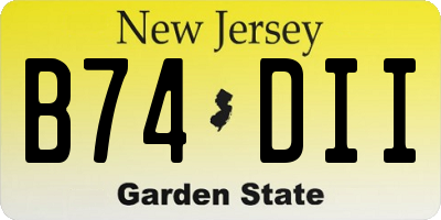 NJ license plate B74DII