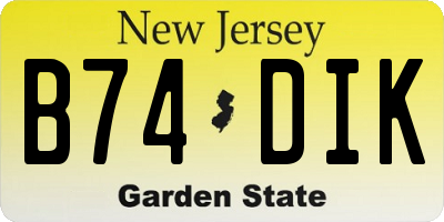 NJ license plate B74DIK