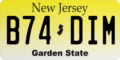 NJ license plate B74DIM