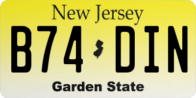 NJ license plate B74DIN