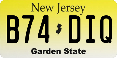 NJ license plate B74DIQ