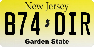 NJ license plate B74DIR
