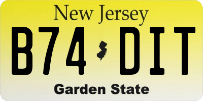 NJ license plate B74DIT