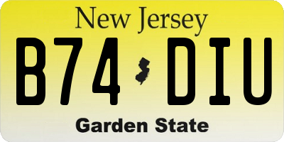 NJ license plate B74DIU