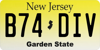 NJ license plate B74DIV
