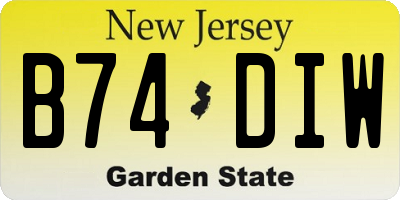 NJ license plate B74DIW