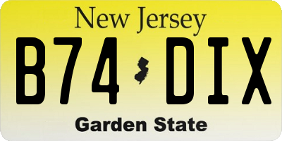 NJ license plate B74DIX