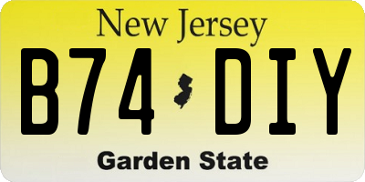 NJ license plate B74DIY