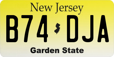 NJ license plate B74DJA