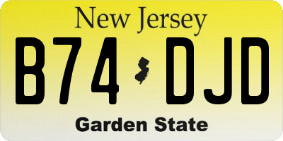 NJ license plate B74DJD