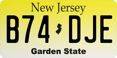 NJ license plate B74DJE