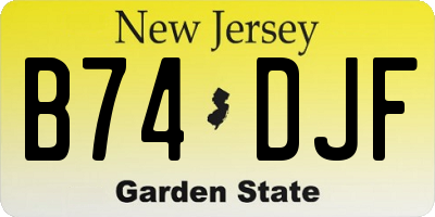 NJ license plate B74DJF