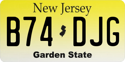NJ license plate B74DJG