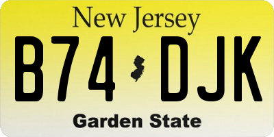 NJ license plate B74DJK