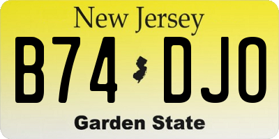 NJ license plate B74DJO