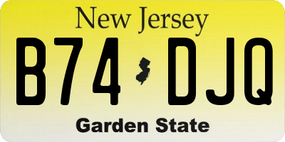 NJ license plate B74DJQ