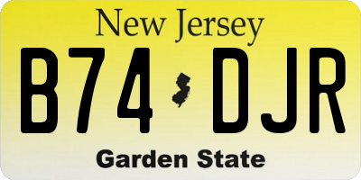 NJ license plate B74DJR