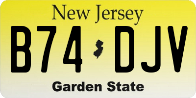 NJ license plate B74DJV