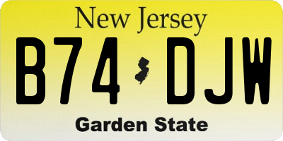 NJ license plate B74DJW