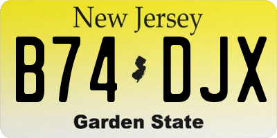 NJ license plate B74DJX