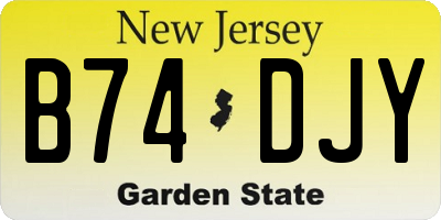 NJ license plate B74DJY