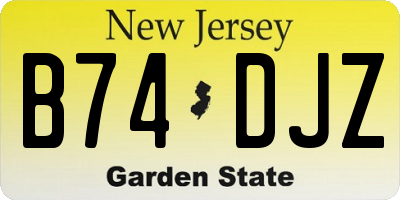 NJ license plate B74DJZ