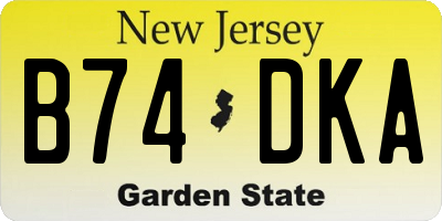 NJ license plate B74DKA