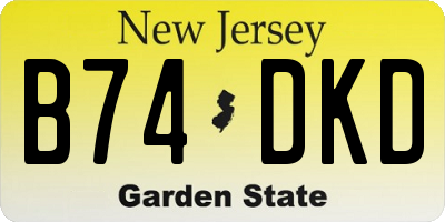 NJ license plate B74DKD