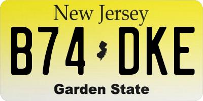 NJ license plate B74DKE