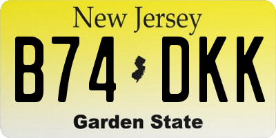 NJ license plate B74DKK