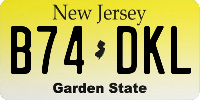 NJ license plate B74DKL