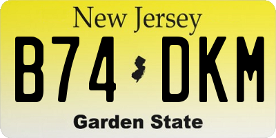 NJ license plate B74DKM