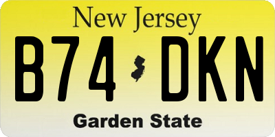 NJ license plate B74DKN