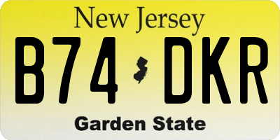 NJ license plate B74DKR
