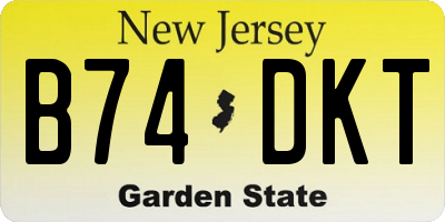 NJ license plate B74DKT