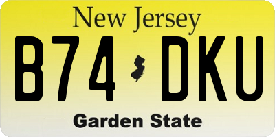 NJ license plate B74DKU