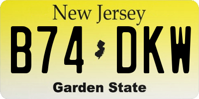 NJ license plate B74DKW