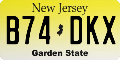 NJ license plate B74DKX